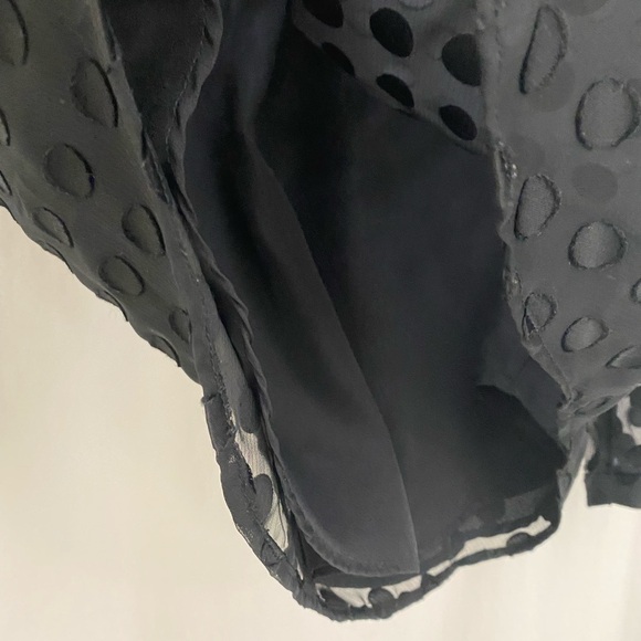 Talbots MP lined black polka dot long sleeve sheer lined blouse. - Picture 5 of 7